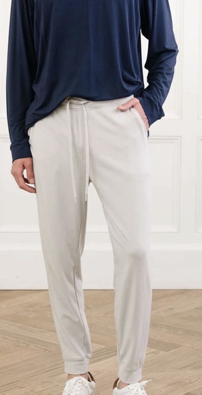 Cozy Earth Luxury Men’s Brushed Bamboo Jogger Pants Light Gray Size 2X Soft Fit